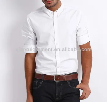 New Design Men's Cotton White Chinese Collar Dress Shirts - Buy New 