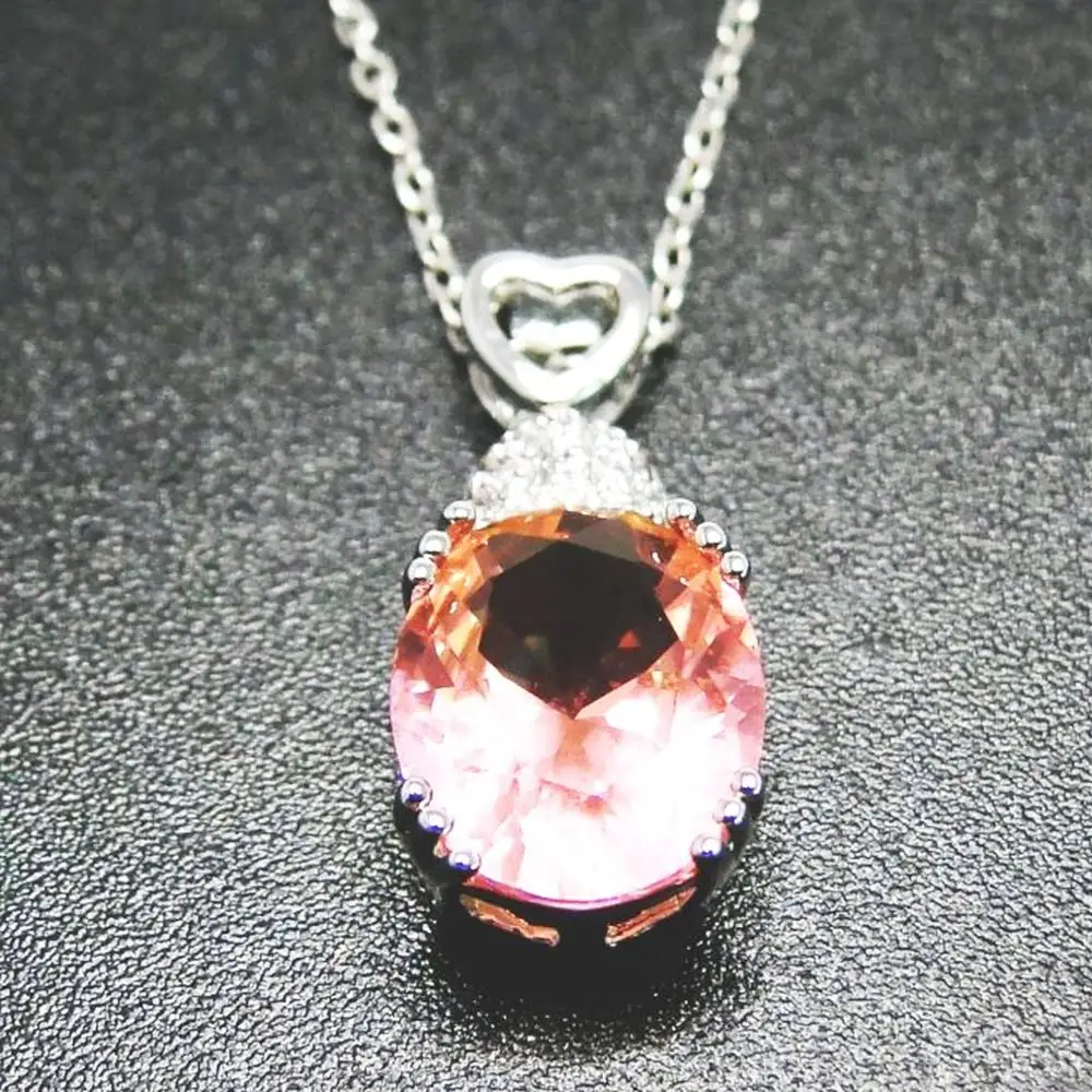 

Morganite Gemstone Pendant For Women Solid 925 Sterling Silver Pink Stone Necklace for Wedding Fine Jewelry