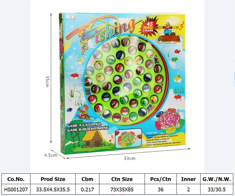 HS001207, Huwsin Toys, Hot Sale Children Plastic Fish Toy Cartoon Funny Fishing Game For Gifts