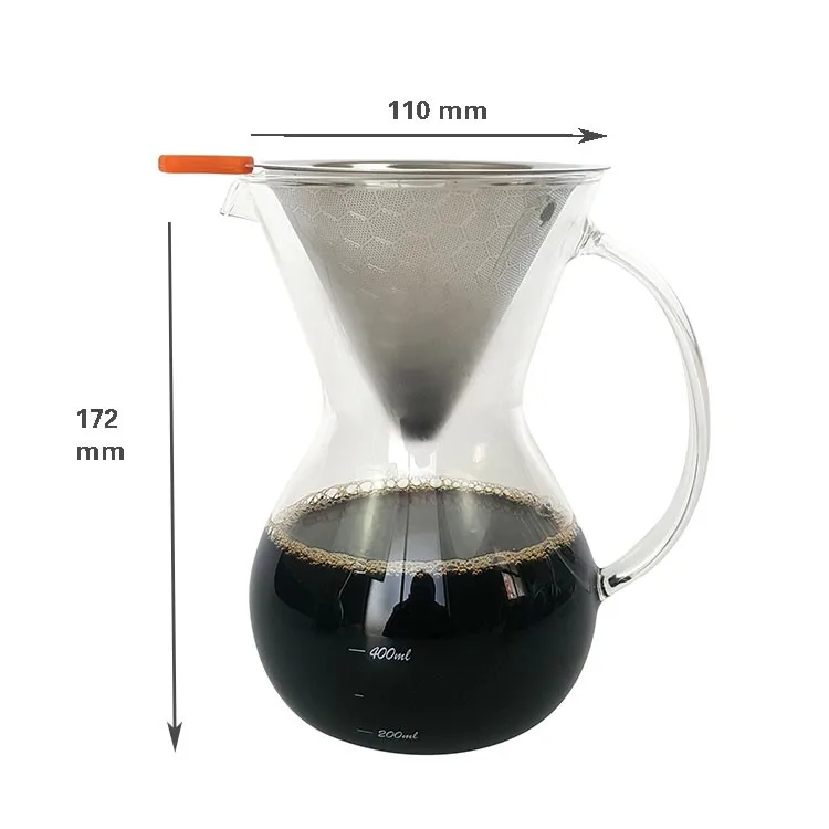 Manual Glass Coffee Carafe Set With V60 Stainless Steel Pour Over