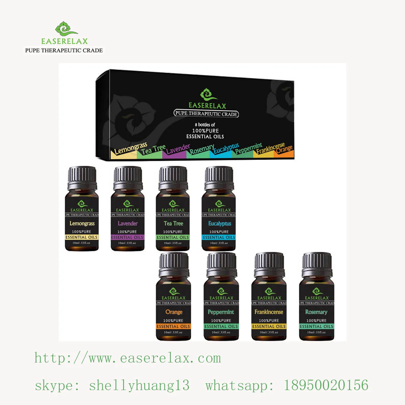 

Easerelax Aromatherapy Top 8 Essential Oil Set (100% PURE & NATURAL) Therapeutic Grade Essential Oils
