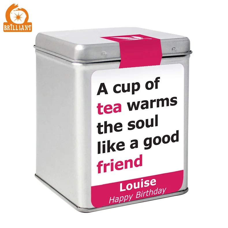 
Customized Tea Caddy Tin Square Tea Can Metal Tea Tin Box 