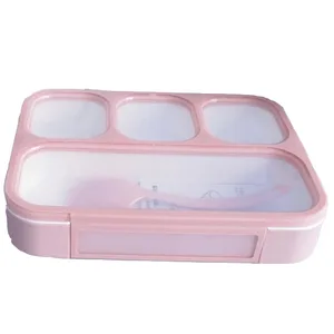 Image of 4 lock 4 department bento box 1000 ml with spoon