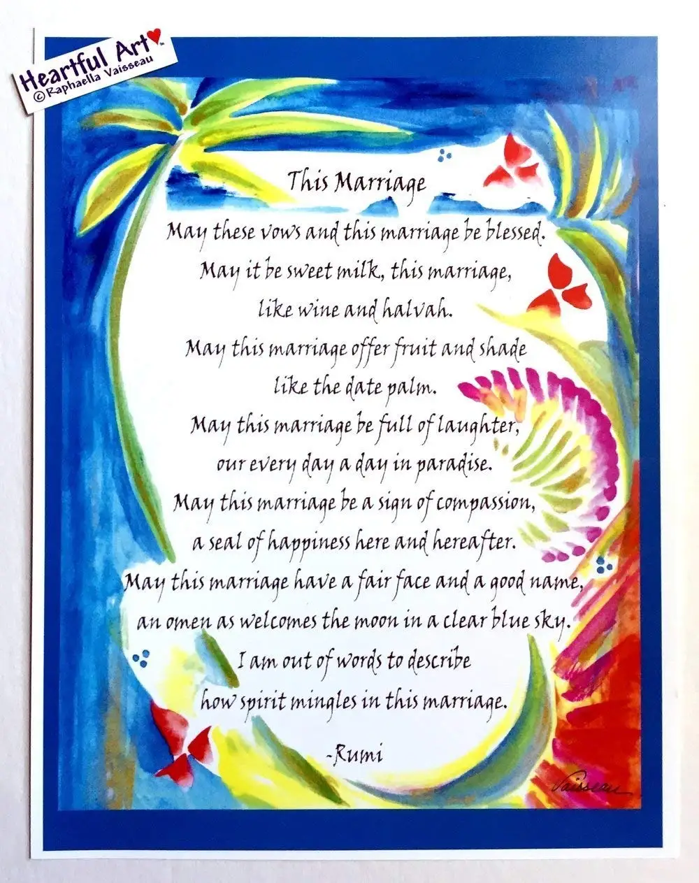 This Marriage 8x11 Rumi wedding poster - Heartful Art by Raphaella Vaisseau