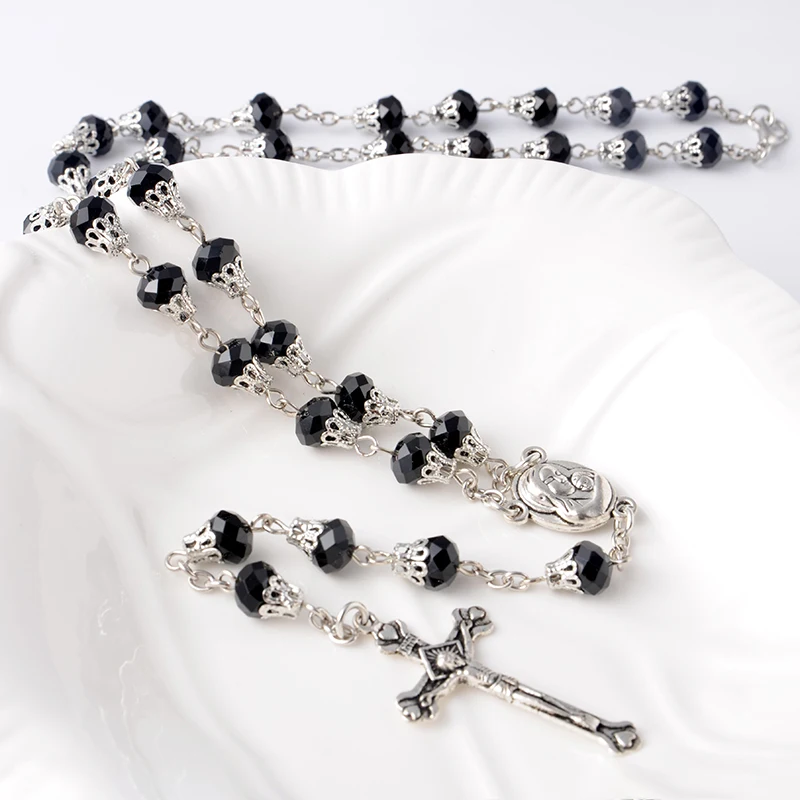 

Hotsale glass bead Catholic Rosary,Handmade rosary bead chain bulk custom necklace, Colors