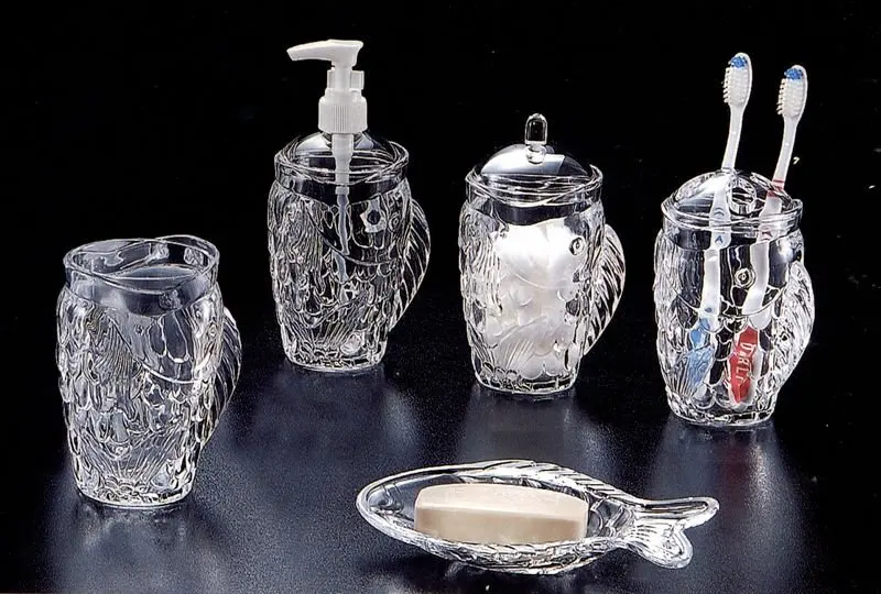 Fish Designed Clear Acrylic Bathroom Accessories Set Clear Acrylic Bathroom Accessories Set