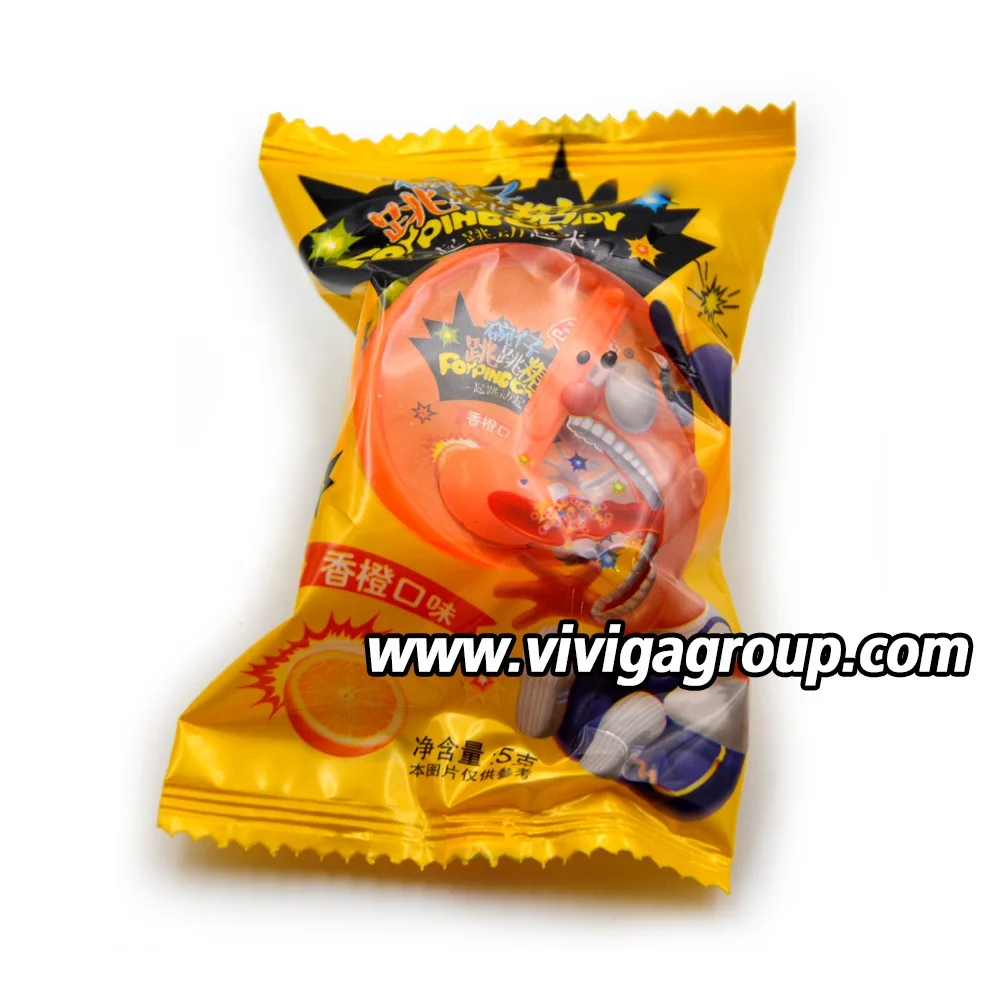
mini bowl shaped spoon toy with fruit orange flavor popping candies 