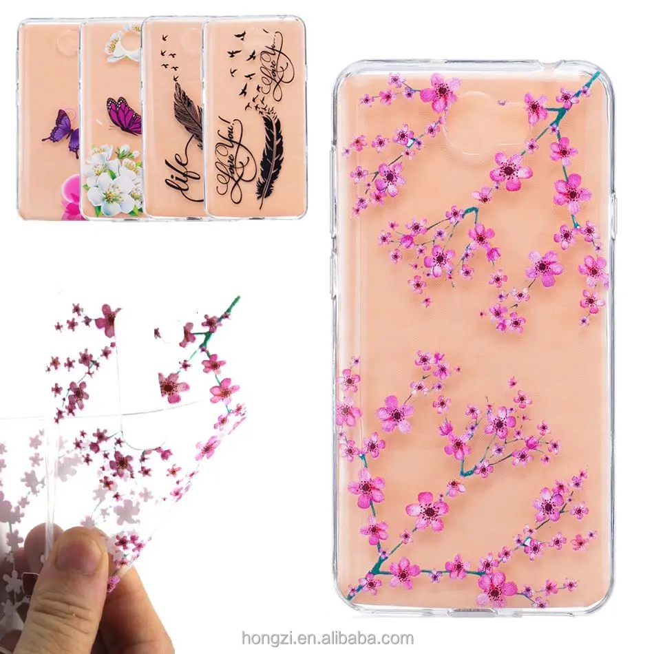 

for Huawei HW Ascend Y6 II Compact Case Cover Pink Plum flower Feather Clear Soft Silicone Phone Coque for Y5 II Y3 II Fundas