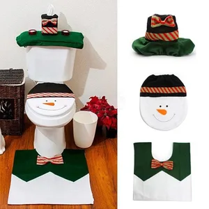 Christmas Santa Bathroom Sanitary Toilet Seat Cover and Rug Set