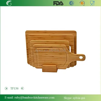 wooden chopping board set with stand