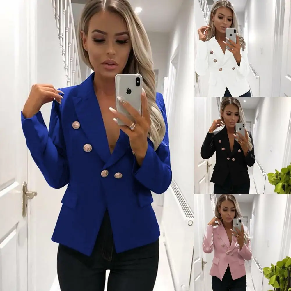 

New Women Solid Slim Blazers Jackets Coat Office Lady OL Suit Button Business female blazer Outerwear