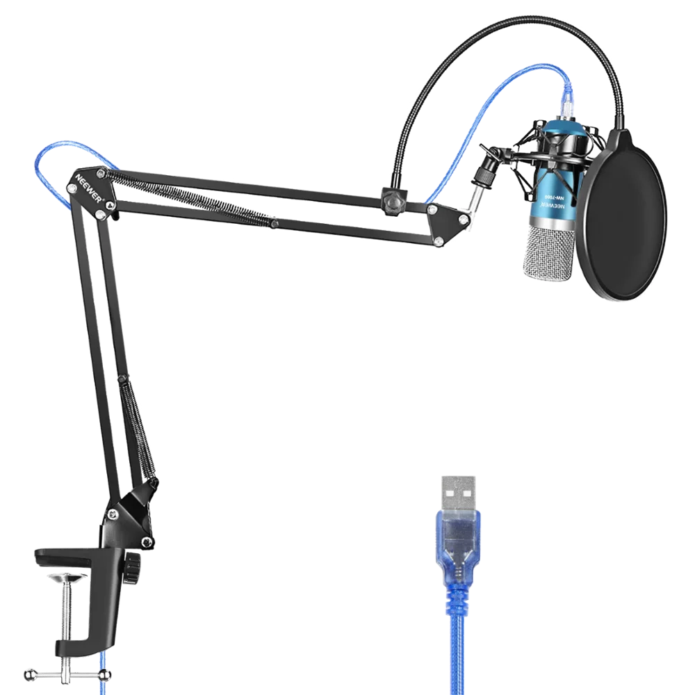 

Neewer USB Microphone for Windows and Mac with Suspension Scissor Arm Stand Shock Mount Pop Filter USB Cable and Table Mounting, N/a