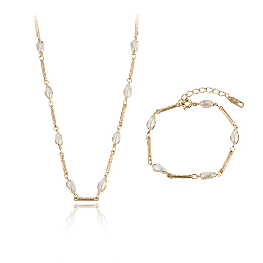 

64067- Xuping Classical gift set Christmas jewelry necklace and bracelet, White