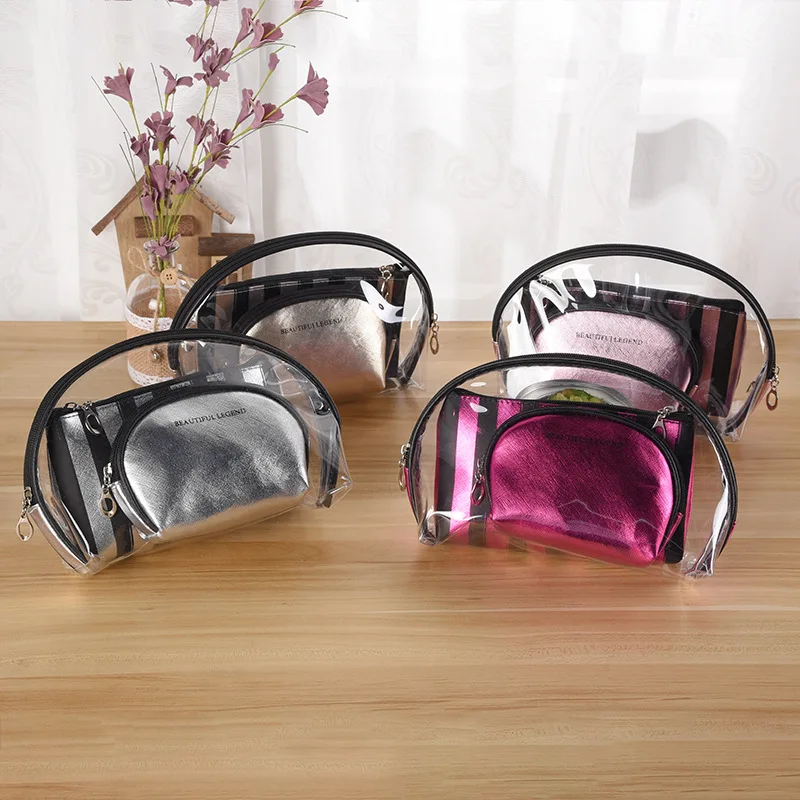 Wholesale Travel Hanging Hotel Clear Plastic Zipper Cosmetic Bags,Stock