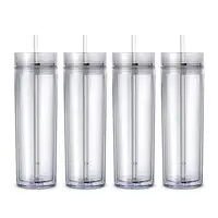 

16oz Classic insulated double wall Acrylic skinny personalized plastic Tumbler With Straw