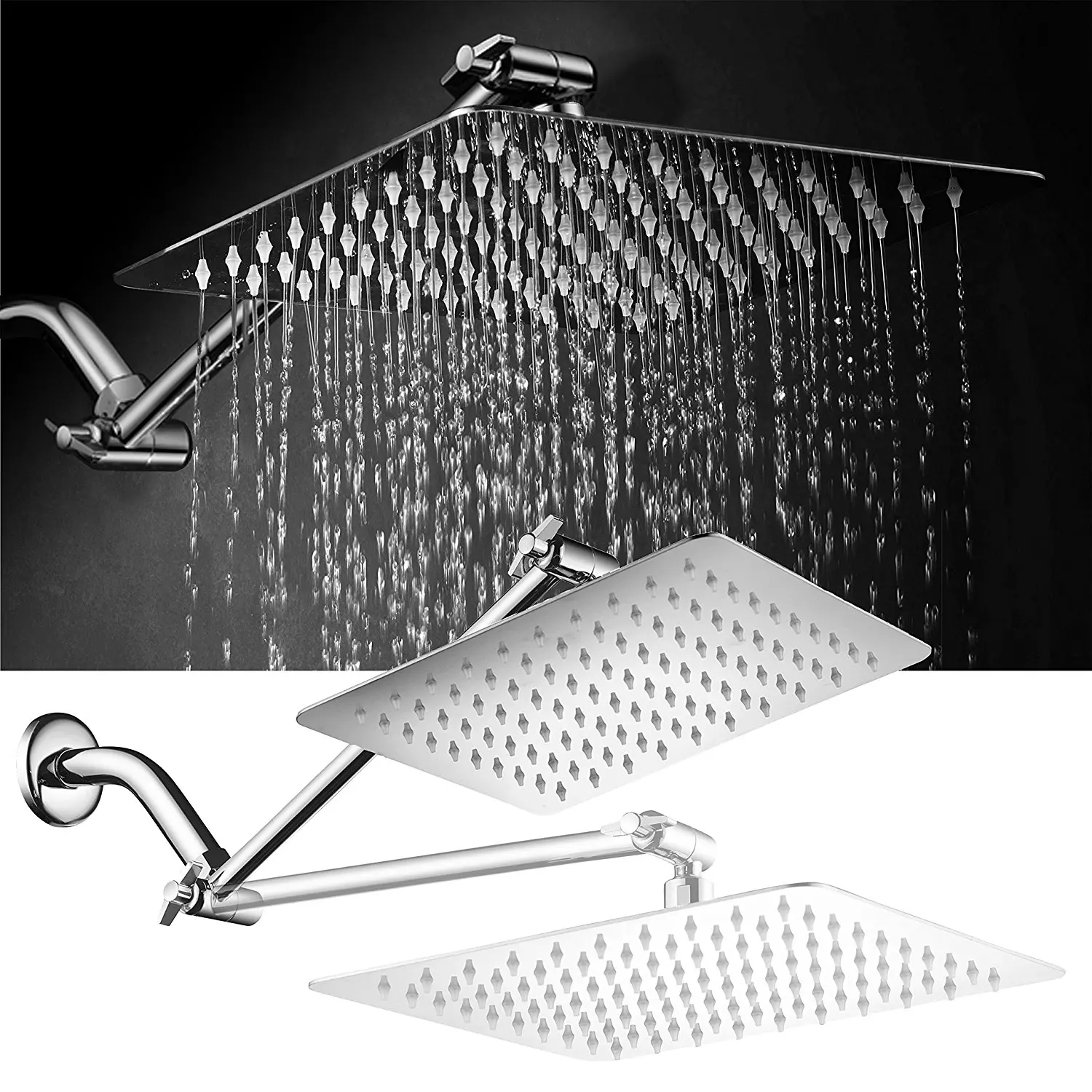 Big Shower Head  Stainless Square and Round Top Rain Shower Head 4/6/10/12 inch 