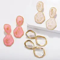

Barlaycs 2019 Fashion Statement Vintage Geometric Druzy Acrylic Acetate Resin Drop Earrings for Women Ladies Jewelry