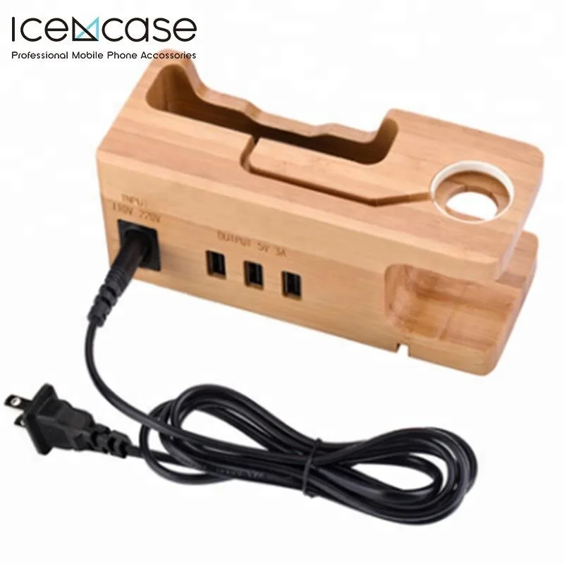 

Bamboo mobile phone holder stand dock charging station for apple watch Dock