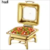 Restaurant supplies luxury modern roll top glass lid serving dish golden chafing dish food warmer for sales philippines