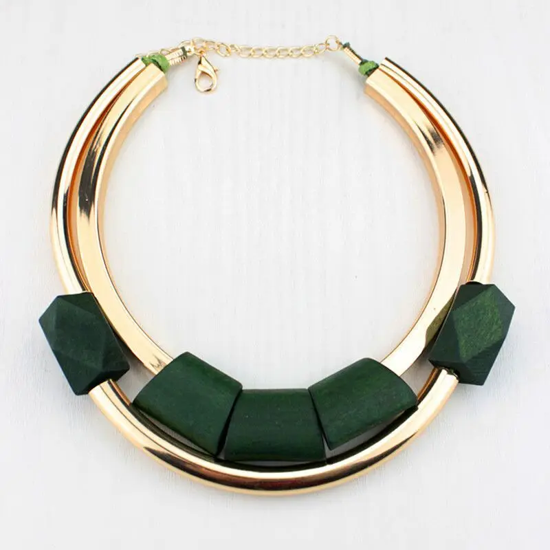 

Large Statement Necklace Gold Africa Choker For Wood Bead Necklace, Gold color