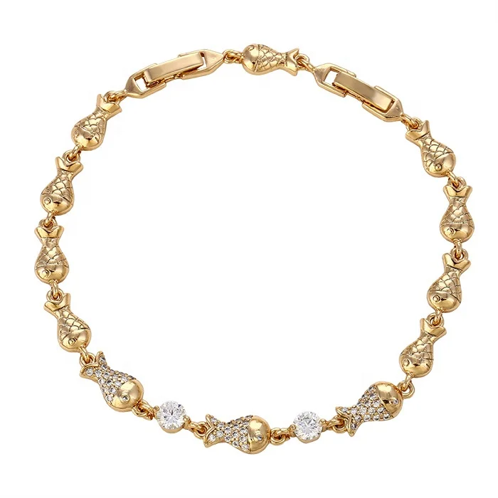 

73271 Xuping fancy artificial jewelry 18k gold bracelet with zircons charms for women