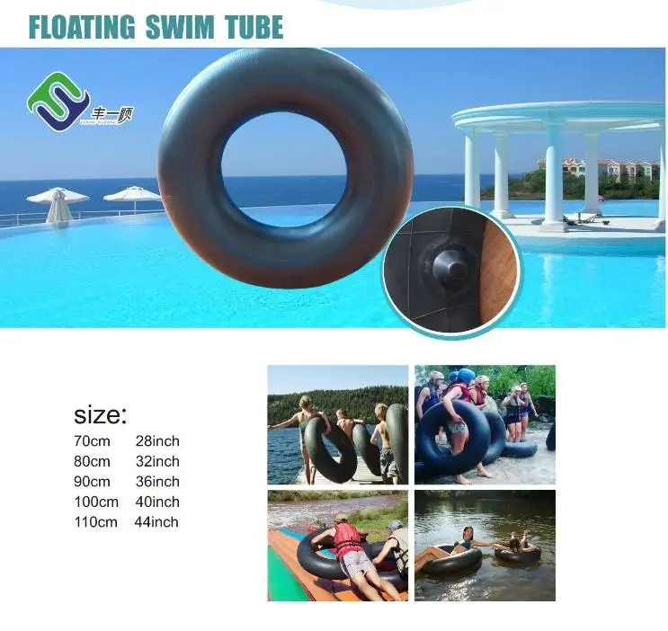 Inflatable 100cm Black Rubber Swim Tube River Tube
