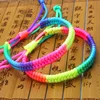 2017 New Adjustable Rainbow Fluorescent Color Woven Bracelet Bangles For Women Lesbian Bisexual Lgbt Gay Pride Wholesale Jewelry
