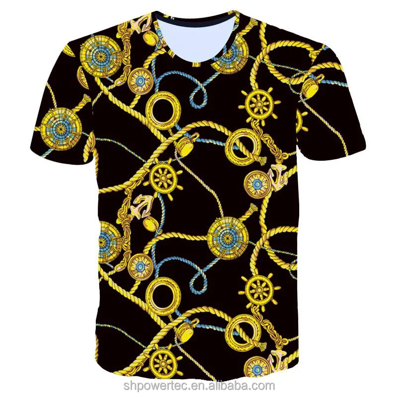 

Poresmax US/EU Luxury Brand Design 3D Printed Gold Palace Flower T-shirt Men Summer Breathable Short Sleeve camiseta del Palacio, Custom design