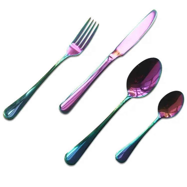 

Cathylin Classic 18/0 Stainless Steel Rainbow Cutlery Set For Hotel Restaurant Wedding Flatware, Rainbow;golden;rose-golden;black