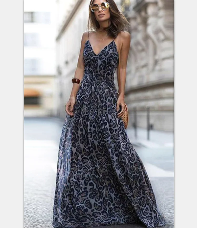 

Q2781 Hot Selling Women Fashion Leopard Print Long Dress 2019, N/a
