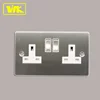 WK Stainless Steel Square Edge 13A 2Gang Double Pole Electrical Switched Socket