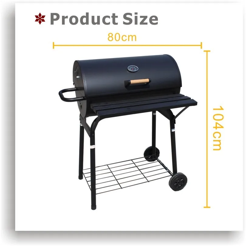 Outdoor Large Size Half Oil Drum Charcoal Bbq Grills Smoker