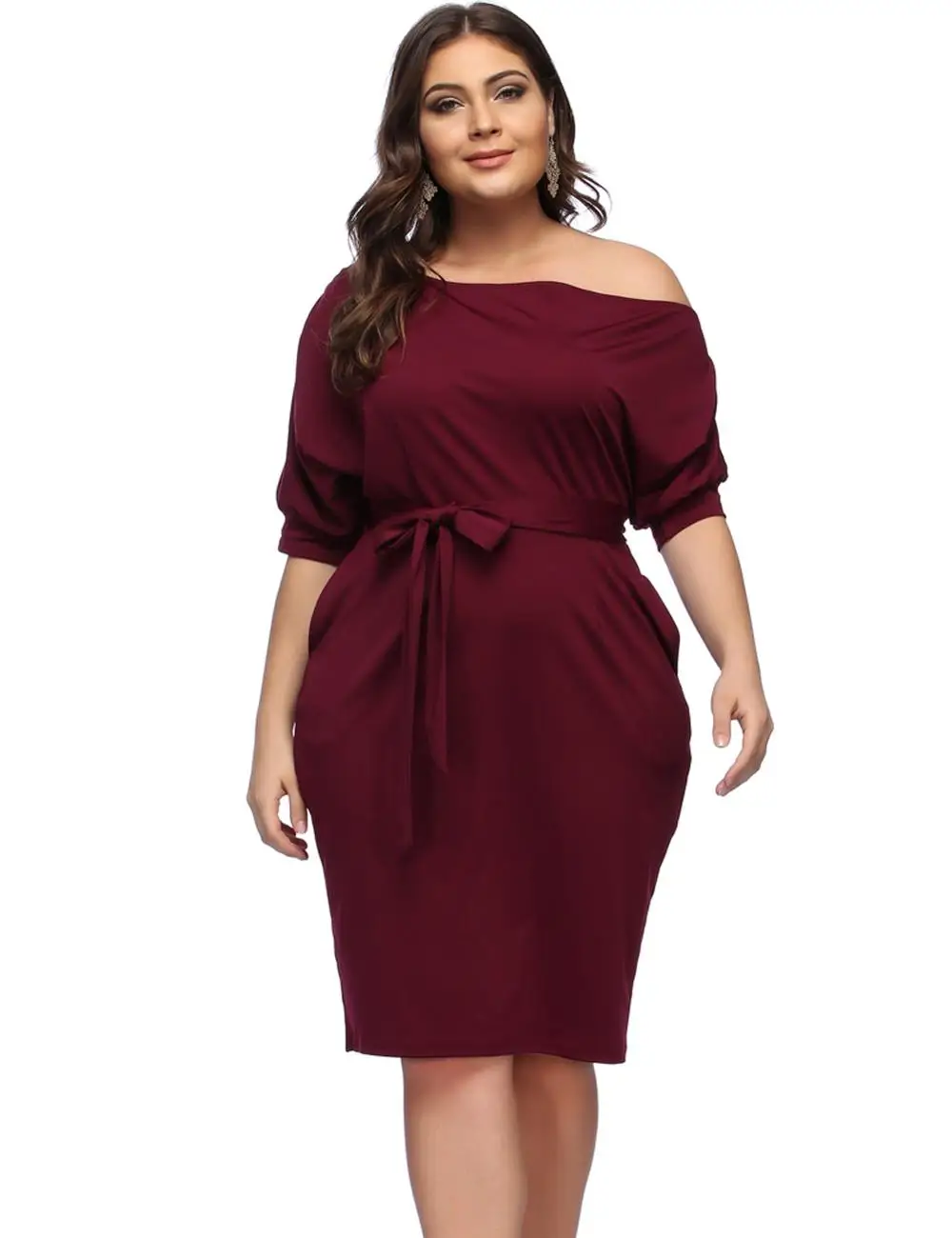 

Manufacturer Price Inclined Shoulder Plus Size Evening Dress Bodycon For Fat Women, As shown