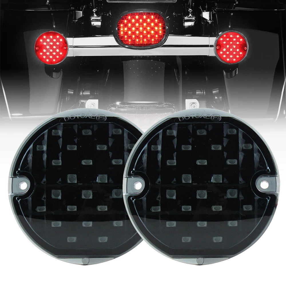 Pair 3-1/4 Flat Red LED Rear 1156 Turn Signal Inserts Fit for Motorcycle