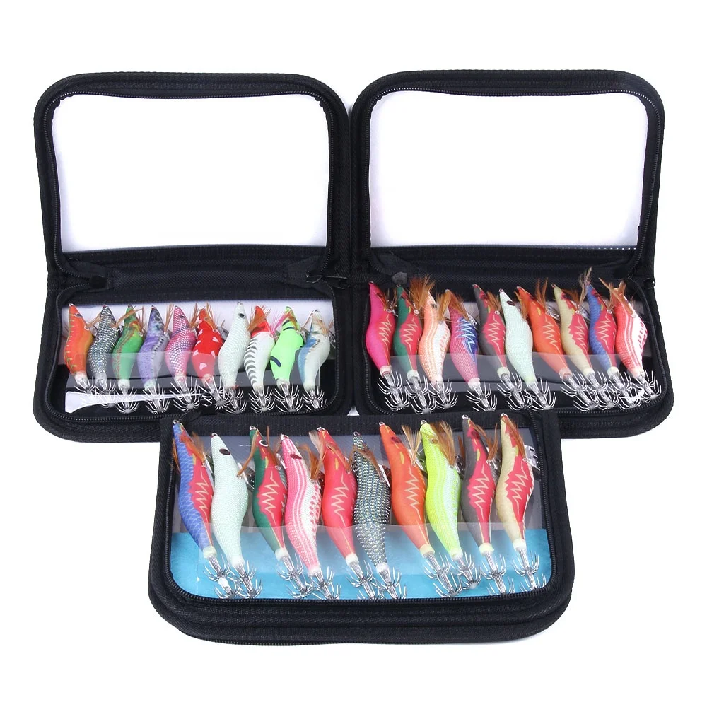 

10 pcs/bag Fishing Shrimp Japanese Cloth Bait Jigs Lure with Tackle Bag Glowing lures, 8 colors available/blank/oem