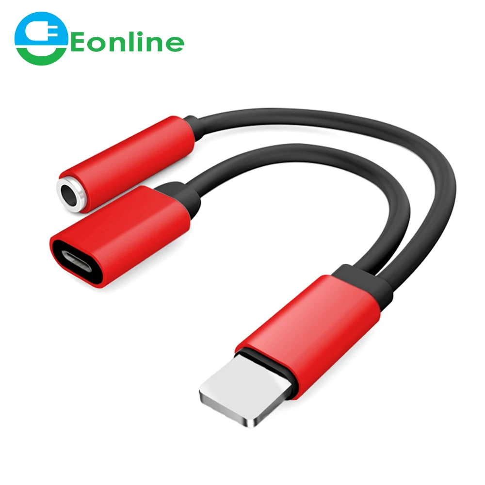 2 in 1 8-PIN to 3.5mm Audio Jack Charger Adapter Headphone Connector Splitter Charger Audio