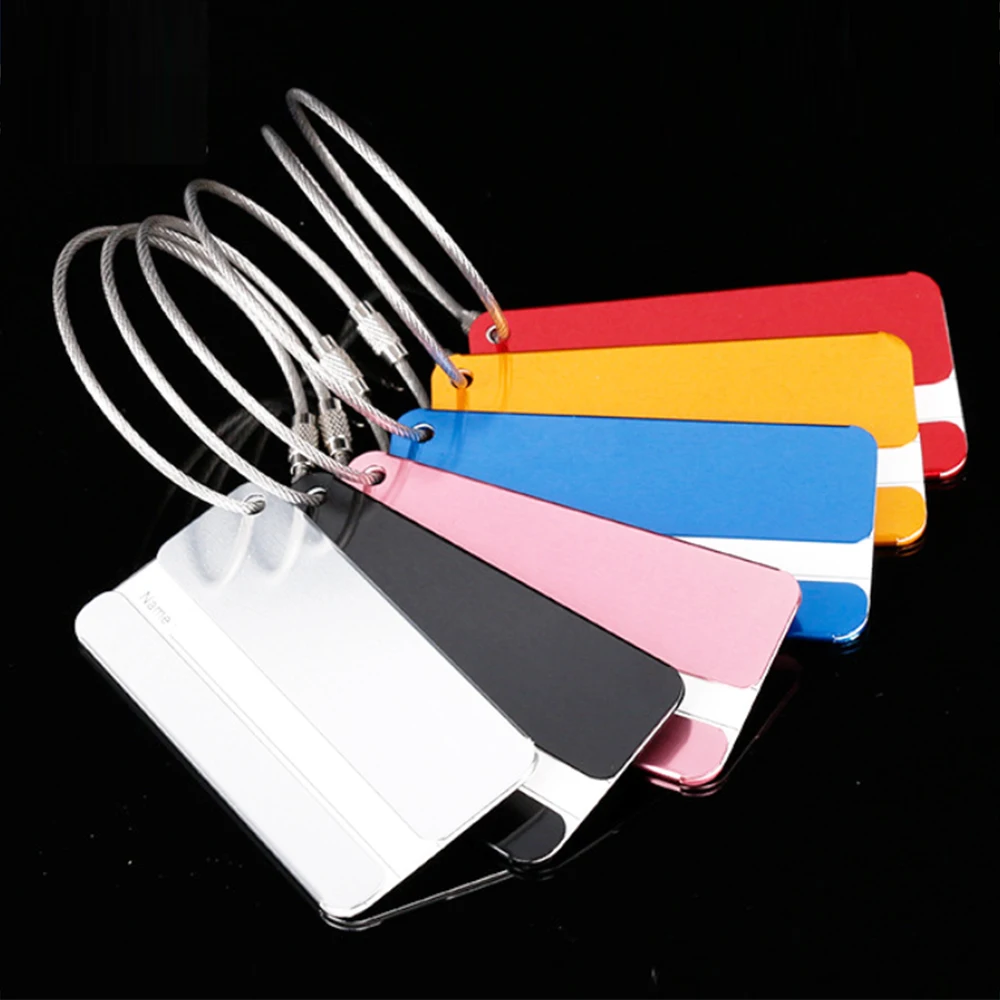 Promotional Aluminium Luggage Tag Personalized Metal Luggage Tags Travel Luggage Tag With Cable