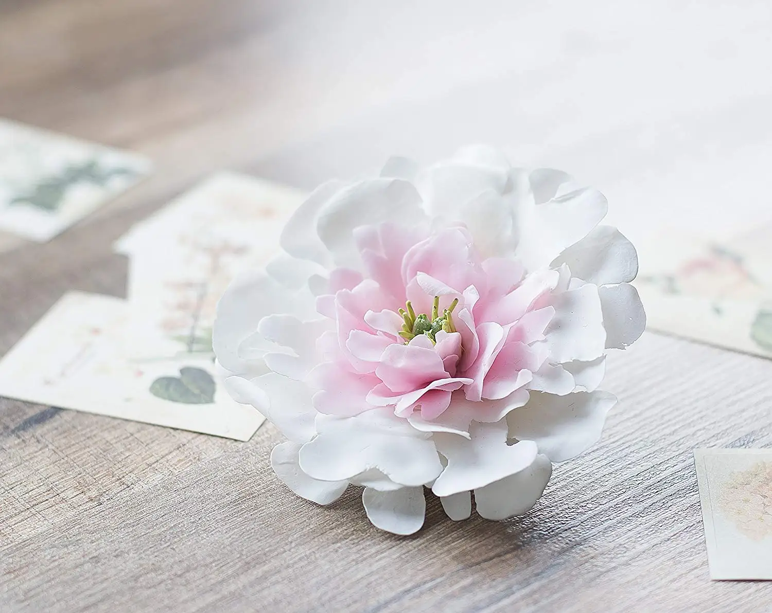 white flower hair clip