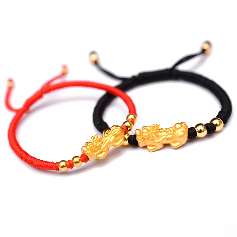 

LONGJIE Manufacturer Wholesale 999 Silver Gold-plat Pixiu Fashion Couples Jewelry Customized Woven Rope Bracelet Factory Price