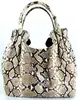 100% GENUINE PYTHON SNAKE LEATHER SOFT SKIN HANDBAG BAG PURSE HOBO TOTE BLACK & WHITE NEW