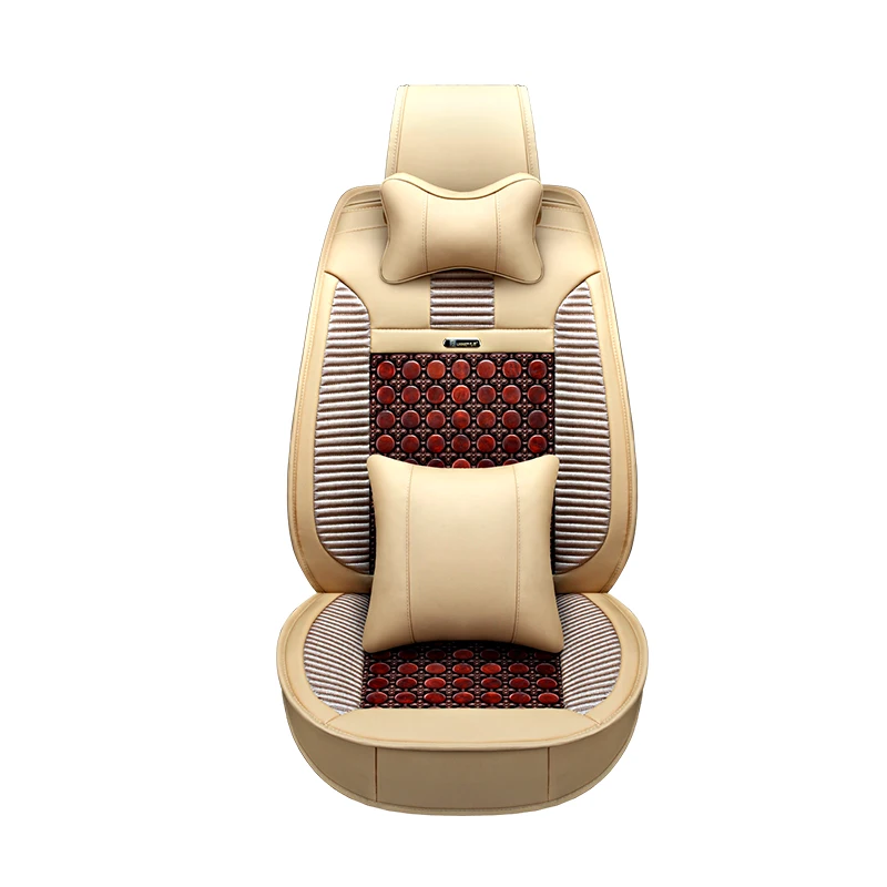 
Car Seat Cushion Factory Price Luxury Pearwood Leather Car Seat Cover-Beige 