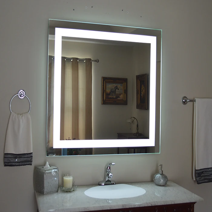 Retractable Shape Bathroom Makeup Mirror With Lights Around The Edge