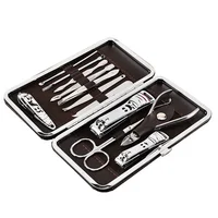 

Hot Selling 12pcs Nail Care Tool Kit Scissor Stainless Steel Metal Pedicure Pocket Nail Manicure Set