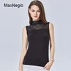 Maxnegio 2018 Women Black Tops Mesh Splice Blouses For Party Wear