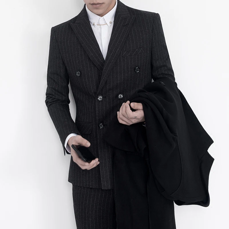 

Stripe fabric double breasted mens office man suit, Customized