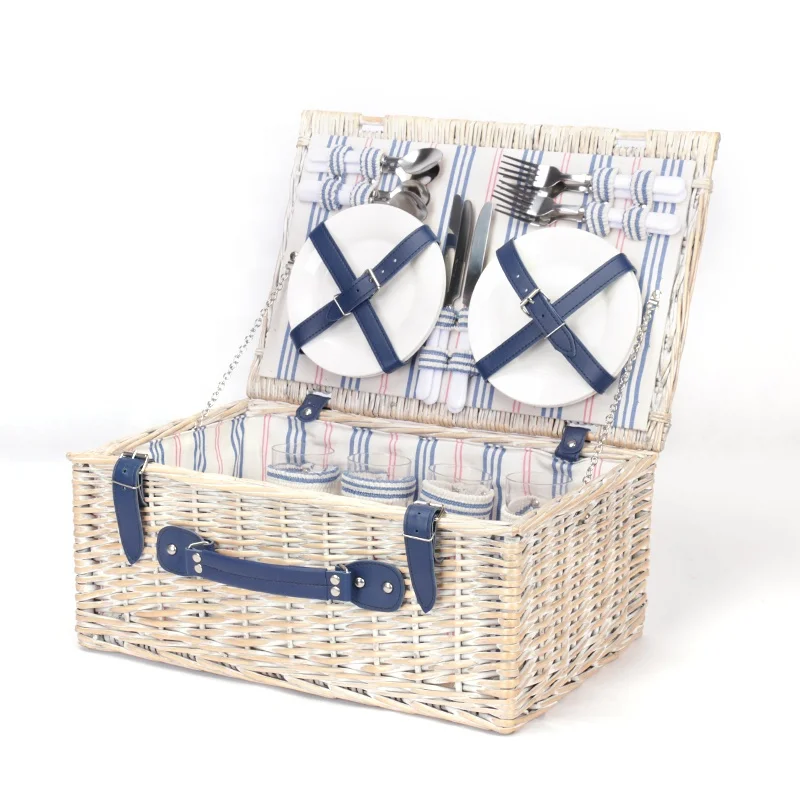 Handicraft Gift Picnic Basket Hamper Set For Food Storage Wicker Picnic ...