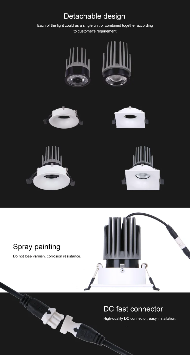 7W 12W 15W doundsquare downlight led recessed downlight