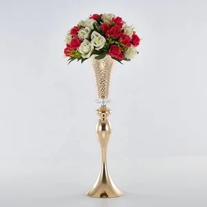Image of Large diameter gold wedding decoration metal vase