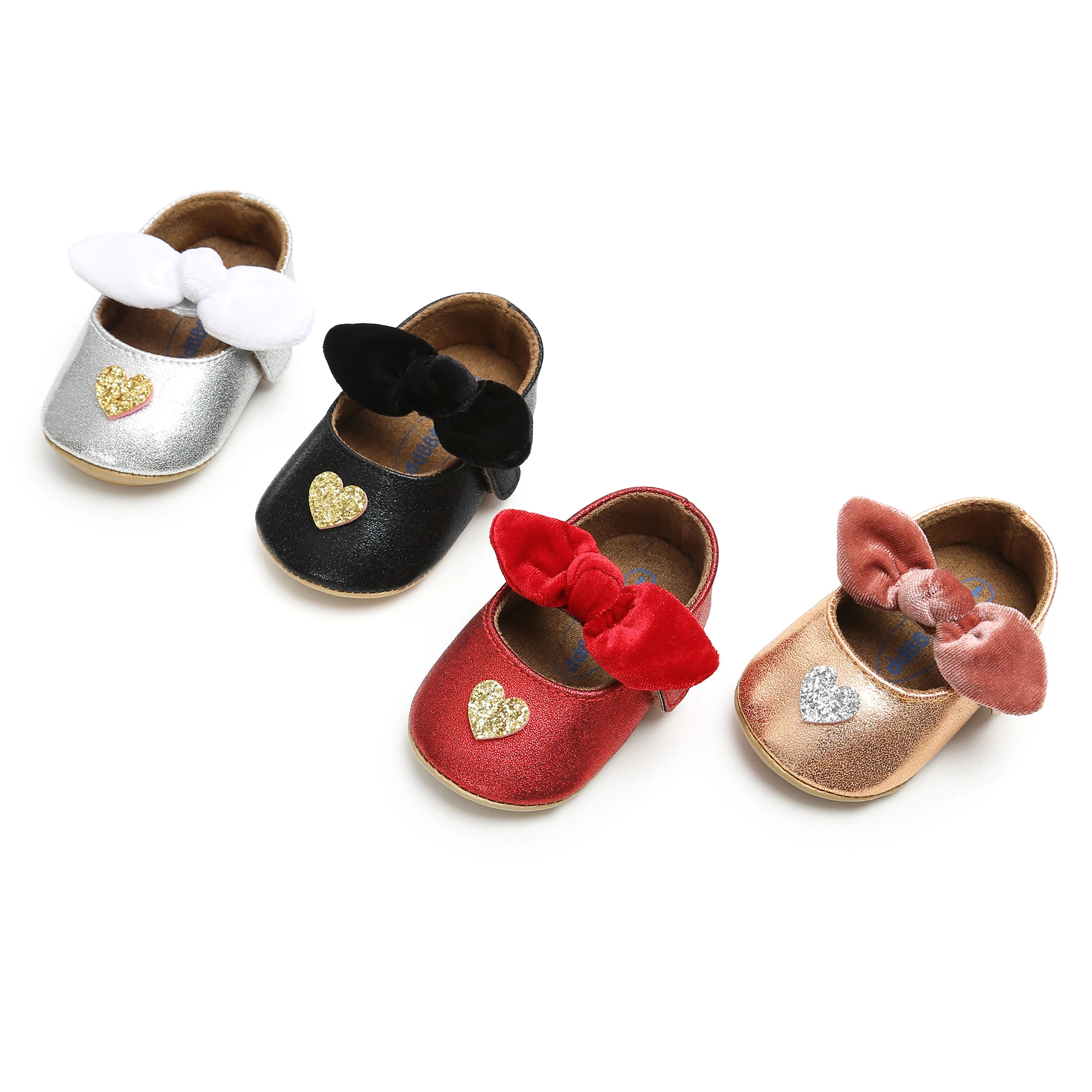 

2019 spring and autumn PU Leather rubber sole heart-shaped anti-slip 0-18 months baby shoes baby, 4 colors
