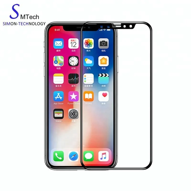 

For iPhone X Full Cover 5D Curved Tempered glass screen protector, Transparent + colors